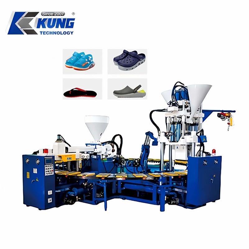 Advanced Three Color Crystal Blowing Plastic Shoe Injection Molding Machine For 16T/17T Machine Size 6*6*3 Or 7*7*3