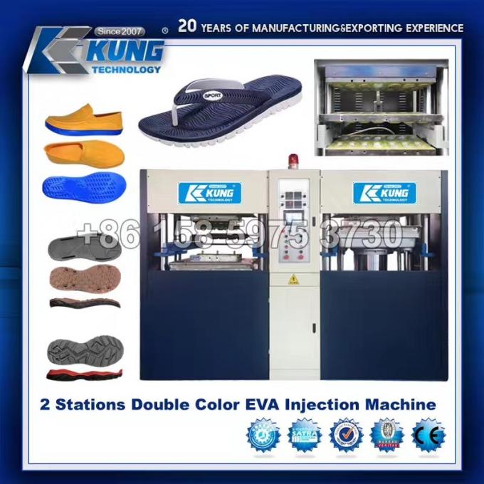 Cor dobro EVA Foaming Machine Shoe Machine de duas estações